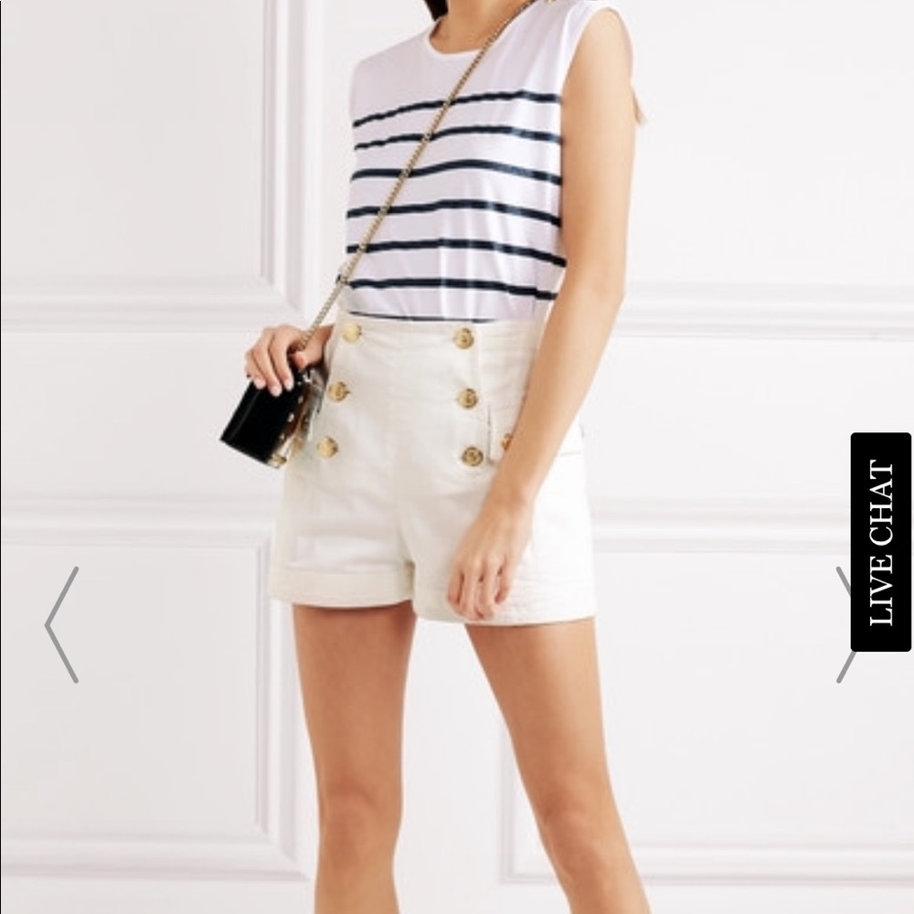 Balmain white denim shorts